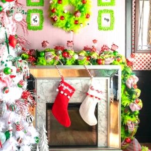 9 foot Grinch Chunky Boho Farmhouse Rustic prim Christmas Garland Fireplace